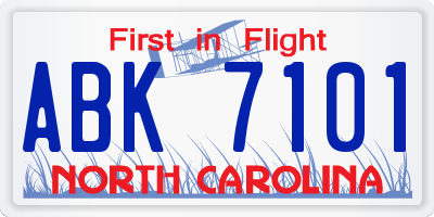 NC license plate ABK7101