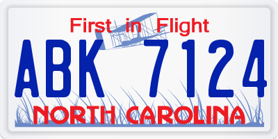 NC license plate ABK7124