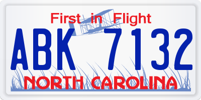 NC license plate ABK7132