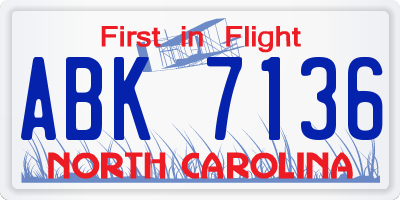 NC license plate ABK7136