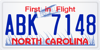 NC license plate ABK7148
