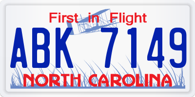 NC license plate ABK7149