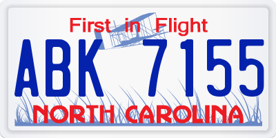 NC license plate ABK7155