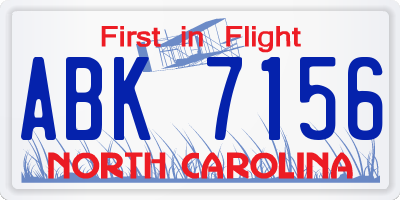 NC license plate ABK7156