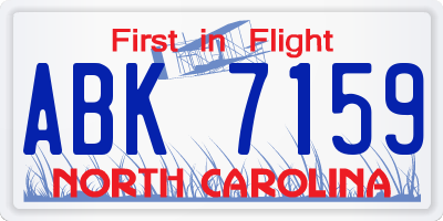 NC license plate ABK7159