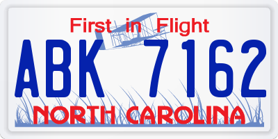 NC license plate ABK7162