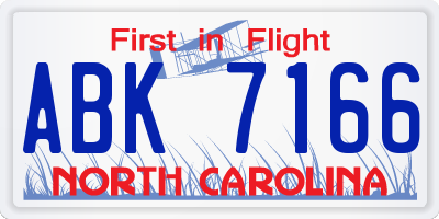 NC license plate ABK7166