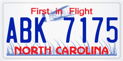 NC license plate ABK7175