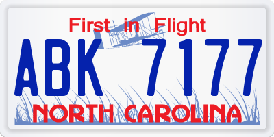 NC license plate ABK7177