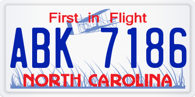NC license plate ABK7186