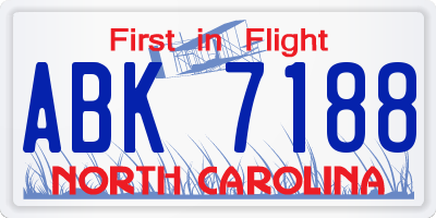 NC license plate ABK7188
