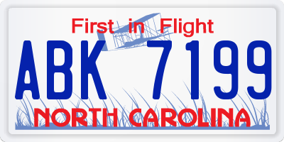 NC license plate ABK7199