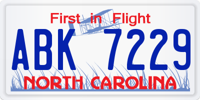 NC license plate ABK7229