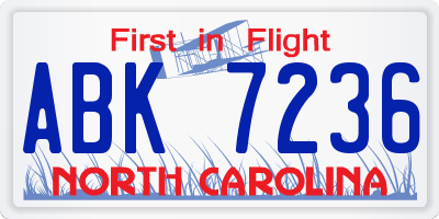NC license plate ABK7236