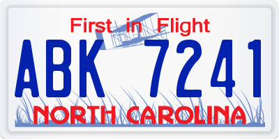 NC license plate ABK7241