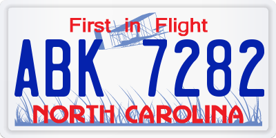 NC license plate ABK7282