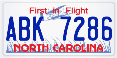 NC license plate ABK7286
