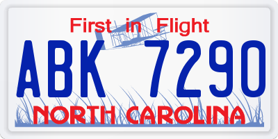 NC license plate ABK7290
