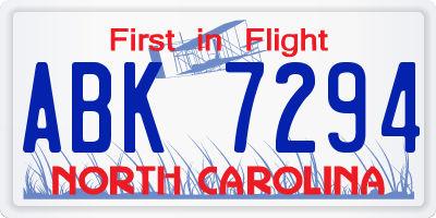 NC license plate ABK7294