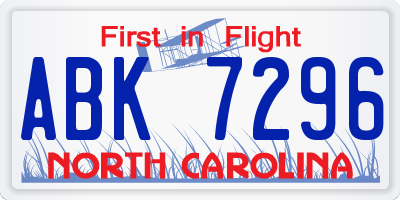 NC license plate ABK7296