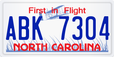 NC license plate ABK7304
