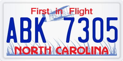 NC license plate ABK7305