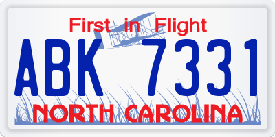 NC license plate ABK7331