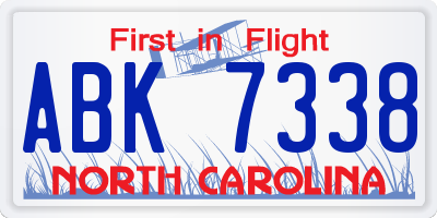 NC license plate ABK7338