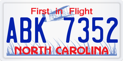 NC license plate ABK7352