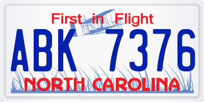 NC license plate ABK7376