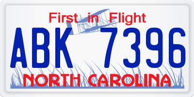 NC license plate ABK7396