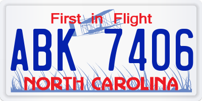 NC license plate ABK7406