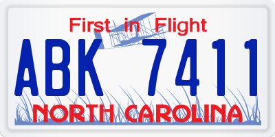 NC license plate ABK7411