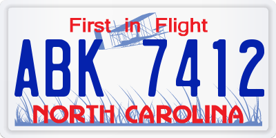 NC license plate ABK7412