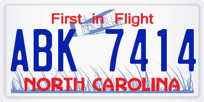 NC license plate ABK7414