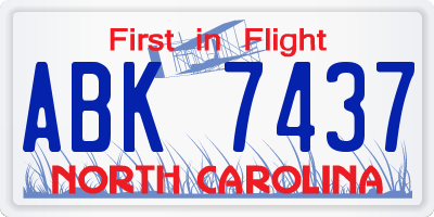 NC license plate ABK7437
