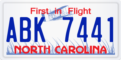 NC license plate ABK7441