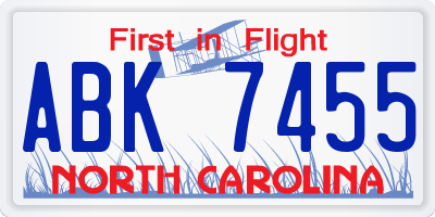 NC license plate ABK7455