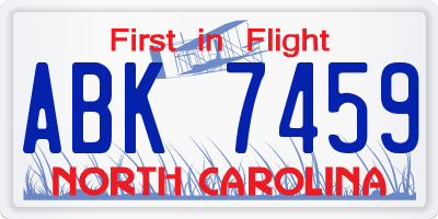 NC license plate ABK7459