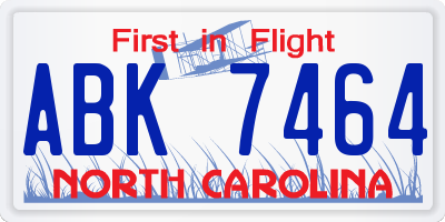 NC license plate ABK7464