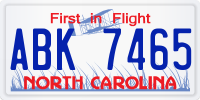 NC license plate ABK7465