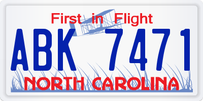 NC license plate ABK7471
