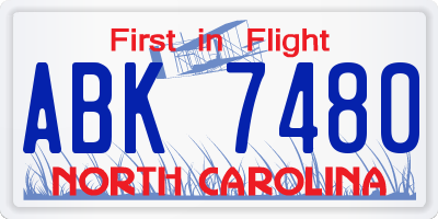 NC license plate ABK7480