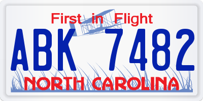 NC license plate ABK7482