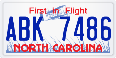 NC license plate ABK7486