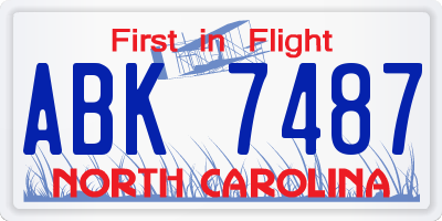 NC license plate ABK7487