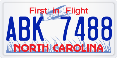 NC license plate ABK7488