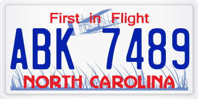 NC license plate ABK7489