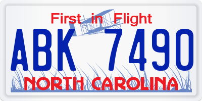 NC license plate ABK7490