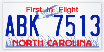 NC license plate ABK7513